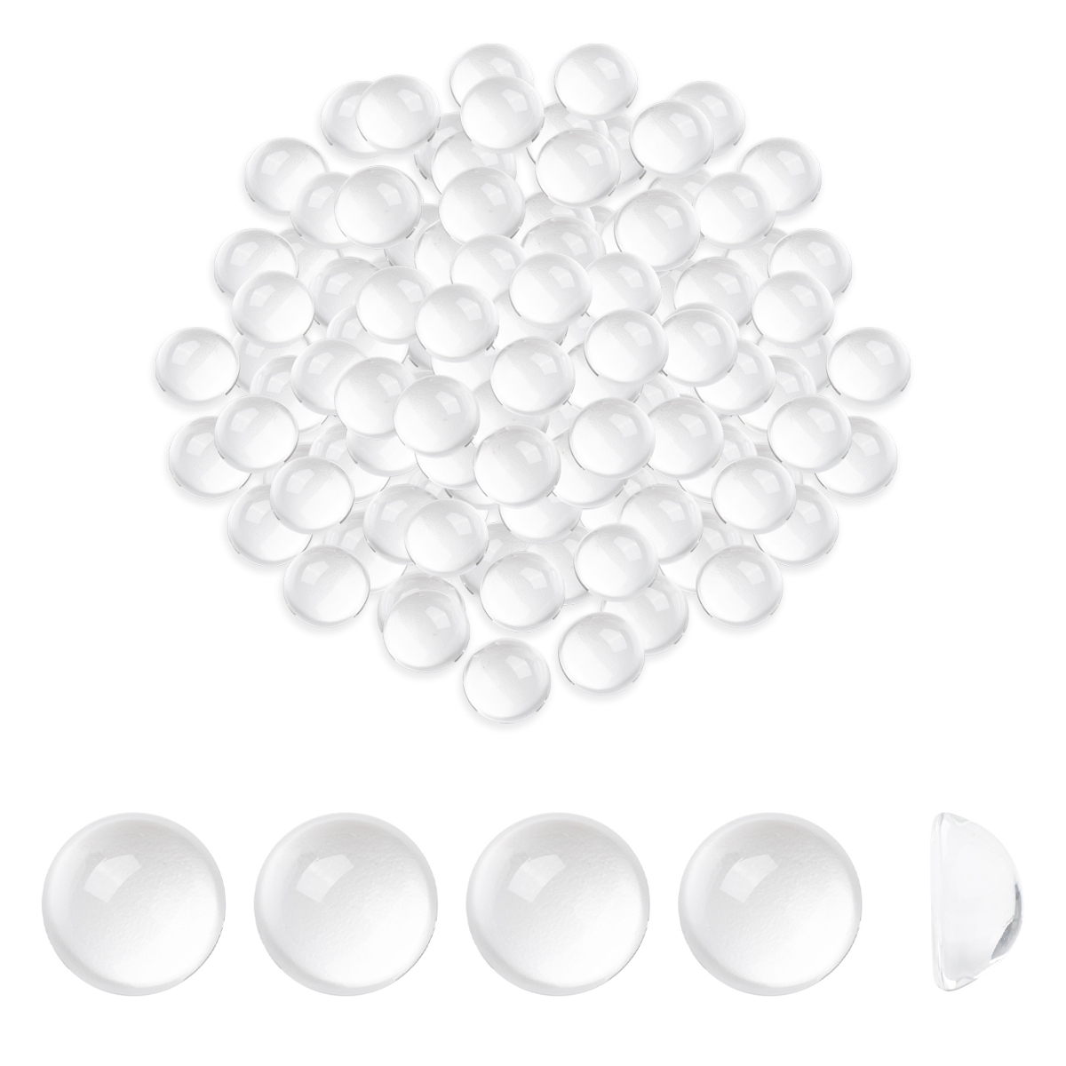 Kaboszony Szklane Przezroczyste, Okrągłe, do Rękodzieła i Biżuterii, Bezbarwne, 18x9.5mm, 100szt (13WB31234)