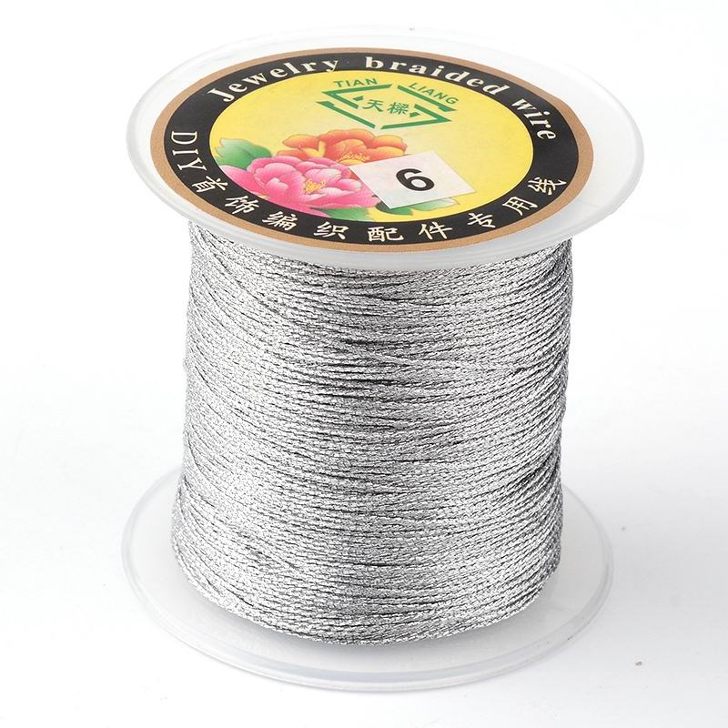 Sznur Metalizowany Dekoracyjny, Jasnoszary, 0.8mm, 60m/szpula (13WB27622)