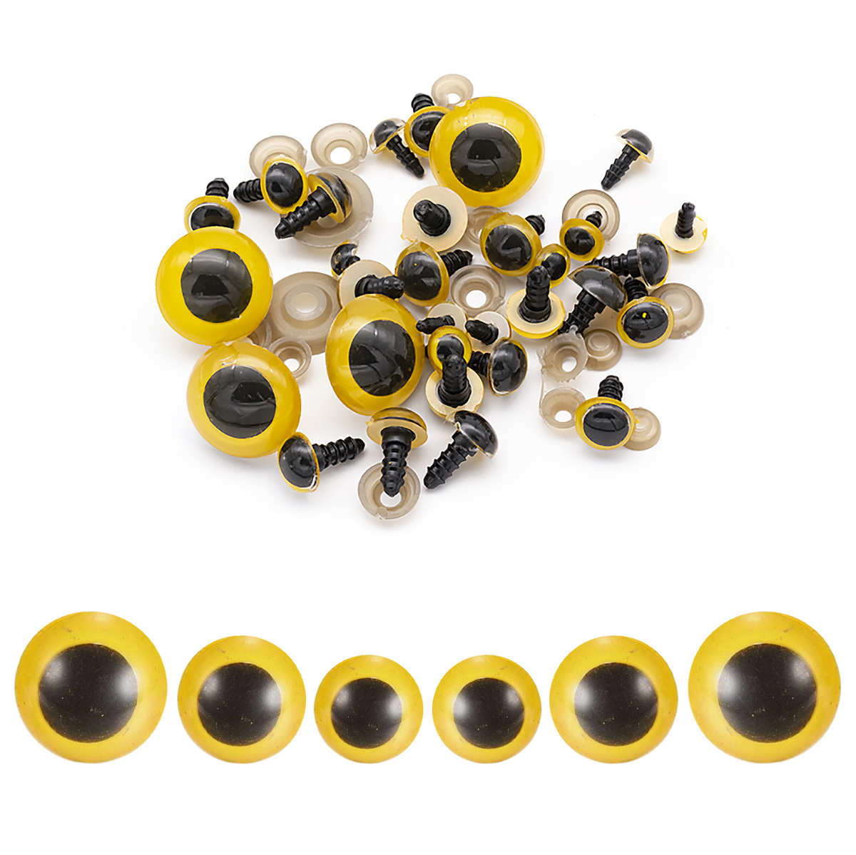 Oczka Bezpieczne z Gwintom i Zaciska Plastik 10-14mm Kolor: Żółty 25pary/opakowanie (13WB24497)