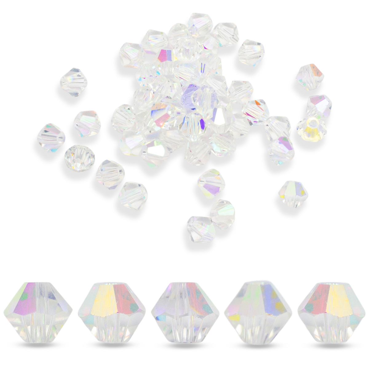 Koraliki Austriacki Kryształ Klasa ААА Bicone Szklo Crystal AB 4x4mm 50szt (13WB33312)