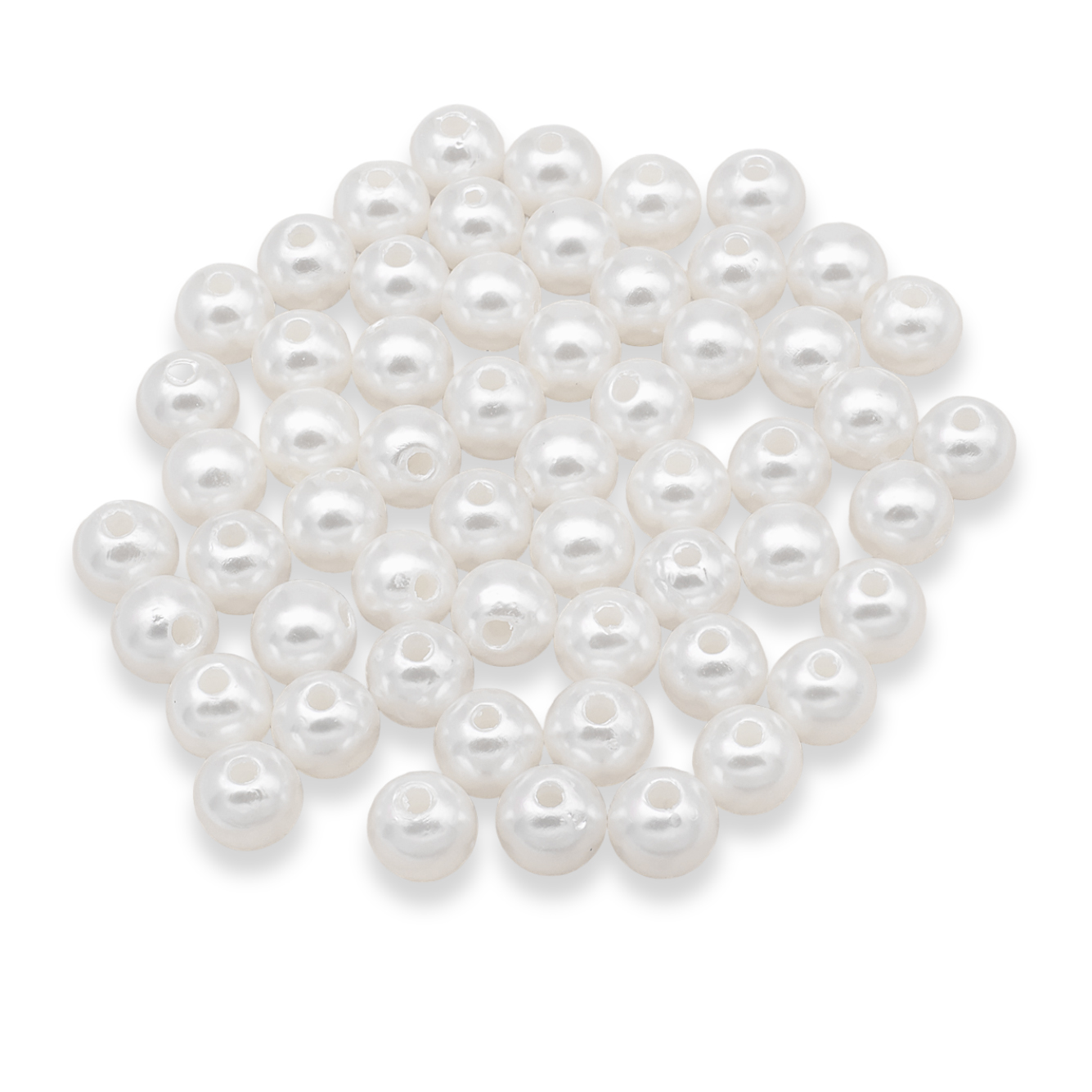 Koraliki Akrylowe Imitacja Perły, Okrągłe, Kremowo-Białe, 10mm, Otwór: 2mm, około 105szt/50g (2WB10385)