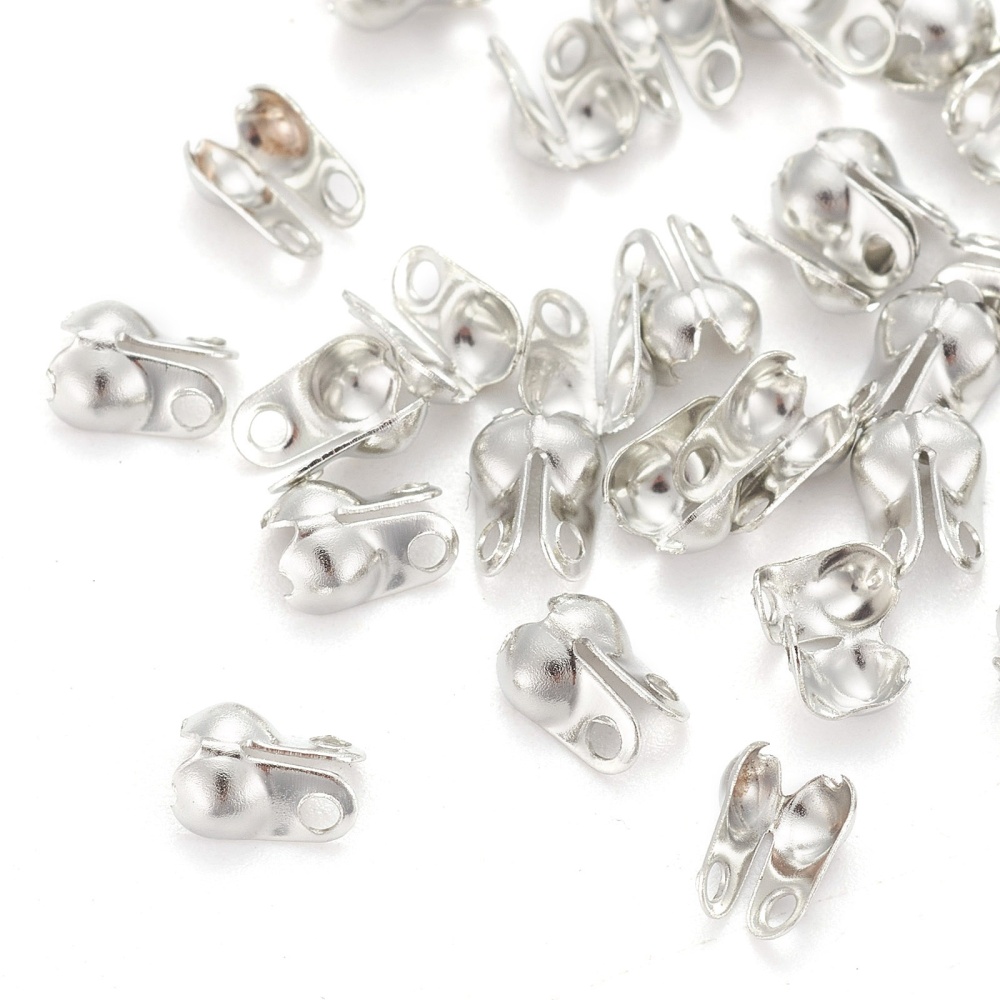 Łapaczki Żelazo, Końcówki Zaciskowe, Platynowy, 6x3.5mm, 100szt (2WB29431)