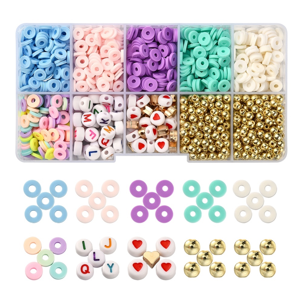Zestaw do Tworzenia Heishi Bransoletek i Biżuterii dla Dziewczynki, do DIY, 13x6.8x2.1cm, 1470szt/set, (13WB29846)