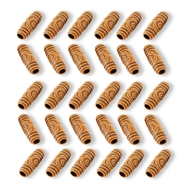 Koraliki Akrylowe Imitujące Drewno, Tuba, Brązowe, 27x11mm, Otwór 6mm, około 30szt/50g (2WB17440)