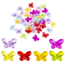 Koraliki Akrylowe, Fasetowane, Przezroczyste, Motyl, Mix, 17x13x5mm, około 90szt/50g (13WB23874)
