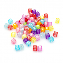 Намистини Акрилові Прозорі, Куб, зі Випадкової Буквою, Колір: Мікс, Розмір: 6х6х6мм, Отвір 3.5мм, близько 290шт / 50г, (13WB23947)