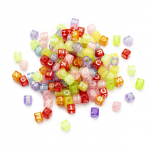 Koraliki Akryl Litery Alfabet dla Rękodzieła, 5.5-6mm, Mieszane Kolory, ok. 130szt/25g (13WB28899)