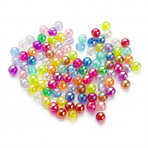 Koraliki Eko Akrylowe, Tęczowy Przezroczyste, Mieszane Kolory, 8mm, około 95szt/25g (13WB28917)
