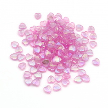 Koraliki Eco Akrylowe, Przezroczyste, Serce, Tęczowy, Różowy, 8x8x3mm, około 130szt/25g (13WB29493)
