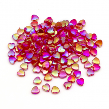 Koraliki Eco Akrylowe, Przezroczyste, Serce, Tęczowy, Czerwony, 8x8x3mm, około 130szt/25g (13WB29498)