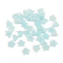 Koraliki Akrylowe, Matowe, Przezroczyste, Kwiat, 17.5x12mm, Jasnoniebieskie, około 38szt/25g (13WB29503)