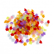 Koraliki Akrylowe Matowe, Przezroczyste, Kwiat, Kolor: Mix, 10x5mm, Otwór: 1mm, około 200szt/25g (13WB29512)