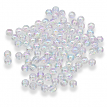 Koraliki Akrylowe, Przezroczyste, Okrągły, Ekologiczne, Tęczowy, 8mm, około 90szt/25g (13WB29601)
