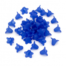 Намистини Акрил Матові, Прозорі, Квітка, Колір: Синій, Розмір: 17.5x12мм, Отвір 1.5мм, близько 38шт / 25г, (14WB9584)