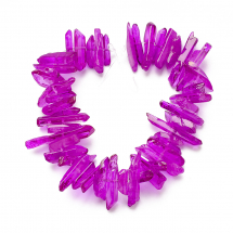 Koraliki Naturalny Kryształ Górski, Bryłki, Barwiony, Kolor: Orchidea, 15-30x4-8x4-7mm, około 18cm/nić (13WB14912)