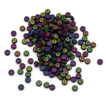 Намистини Акрил Крафт Стиль, Круглі Плоскі з Серцем, Колір: Мікс, Розмір: 7х3.5мм, Отвір 1.5мм, близько 200шт/25, (13WB24872)