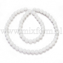 Koraliki Naturalny Biały Jadeit, Termobarwiony, Okrągłe, 6mm, około 64szt/36cm/nić (3WB3747)