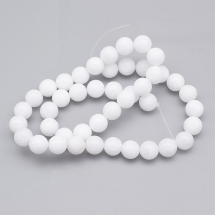 Koraliki Naturalny Biały Jadeit, Okrągłe, Termobarwiony, 8mm, około 44szt/36cm/sznur (3WB3753)