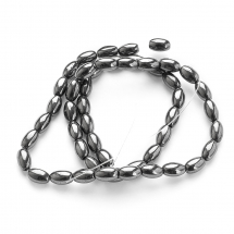 Намистини Синтетичний Гематит, Немагнітний, На нитках, Овал, Колір: Чорний, Розмір: 8х5мм, Отвір 1мм, близько 40шт / 34см / нитка, (13WB11256)