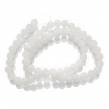 Koraliki Kamień Naturalny Biały Jadeit Matowe Kula, 6mm, Otwór 0.8mm, 57szt/33cm/sznur (13WB13872)