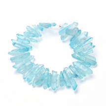 Koraliki Naturalny Kryształ Górski, Bryłki, Barwiony, Kolor: Cyan, 15-30x4-8x4-7mm, około 18cm/nić (13WB13940)