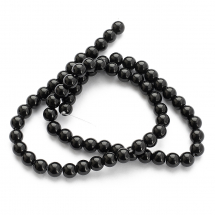 Koraliki Szungit Syntetyczny, Kolor: Czarny, 6mm, otwór 1mm, około 62szt/38cm/nic (13WB13946)