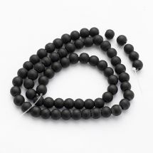 Koraliki Syntetyczny Szungit Matowe Kula, Czarny, 6mm, 62szt/38cm/sznur (13WB13947)