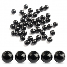 Перли Намистини Пластикові ABS, Глянцеві, Круглі, Колір: Чорний, Розмір: Діаметр 10мм, Отвір 1мм, близько 50шт / 25г, (13WB14387)