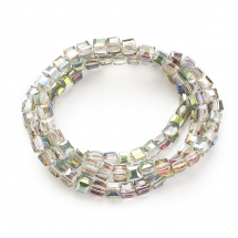 Koraliki Szklane Galwanicznie, Fasetowane, Kostka, 4x4x4mm, Bezbarwny, około 95szt/53cm/nic (2WB30975)