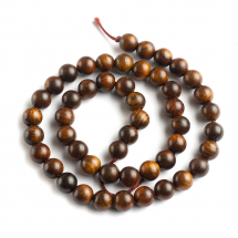 Koraliki Drewniane Naturalny Żółty Palisander, Okrągłe, 7.5-8mm, Otwór 1mm, około 45szt/37cm/nić (13WB18209)