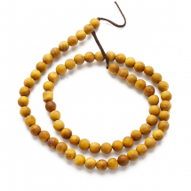 Намистини Дерево, Круглі, на Нитці, Колір: Світло-Коричневий, Розмір: 6мм, Отвір 1мм, близько 64шт/37см/нитка (13WB18214)