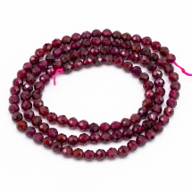 Koraliki Naturalny Granat, Fasetowane, Okrągłe, 3mm, około 125szt/37.5cm/nić (13WB22912)