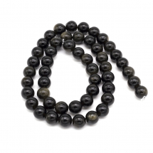 Koraliki Naturalny Złoty Obsydian, Okrągłe, Kolor: Czarny, 8x7.5mm, około 45szt/38cm/nic (13WB22931)