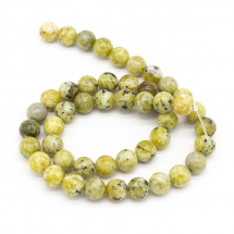 Koraliki Naturalny Żółty Turkus, Okrągły, 8~9mm, Otwór: 1mm, około 46szt/36cm/nić (13WB22980)