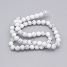 Koraliki Kamień Naturalny Howlit Matowe Kula, Biały, 6-6.5mm, Otwór 1mm, 59szt/36cm/sznur (13WB22995)