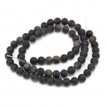 Koraliki Naturalny Mrózny Złoty Obsydian, Okrągłe, Kolor: Czarny, 6mm, około 60szt/36cm/nić (13WB23140)