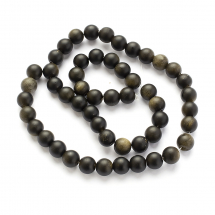 Koraliki Naturalny Mrózny Złoty Obsydian, Okrągłe, Kolor: Czarny, 8mm, około 45szt/36cm/nic (13WB23146)