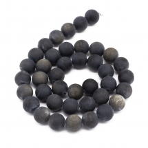 Koraliki Naturalny Mrózny Złoty Obsydian, Okrągłe, Kolor: Czarny, 10mm, około 35szt/36cm/nić (13WB23147)