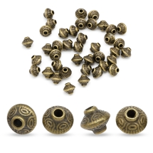 Koraliki Dystansowe, Styl Tybetański, Stopowy Biżuterii, Bronze, 5.4x6.3mm, 40szt (13WB21066)