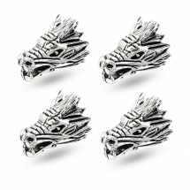 Korale Głowa Smoka 3D, Stop, Styl Tybetański, Antyczne Srebro, 17x11x11mm, Otwór 3mm, 4szt (13WB15308)