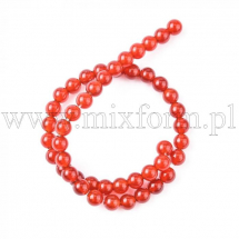 Koraliki Naturalny Kamień Czerwony Agat/Karneol Okrągłe, Klasa A, 4mm, otwór 1mm, około 43szt/18cm (5WB5223)