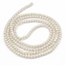 Koraliki Perłowe Błyszczące Okrągłe, Antyczna Biel, 4-5mm, Otwór 1mm, około 200szt/78cm/nić (13WB17655)