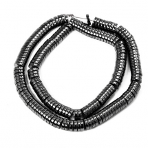 Намистини Синтетичний Гематит, Немагнітний, На нитках, Круглі Плоскі, Колір: Чорний, Діаметр: 8 мм, Товщина 2 мм, Отвір 1мм, близько 190шт / 38см / нитка, (13WB12201)