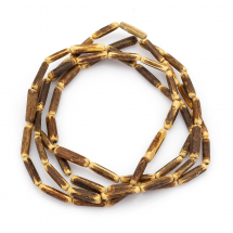 Намистини з натурального Кокоса, Колонка, на Нитки, Колір: Коричневий, Розмір: 14 ~ 19x2.5 ~ 4 мм, Отвір 1мм, близько 45шт / 72см / нитка, (13WB23634)