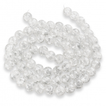 Koraliki Szklane Crackle, Okrągłe " Szkło Tłuczone ", Bezbarwne, 12mm, Otwór 2mm, około 64szt/76cm/nić (2WB18876)