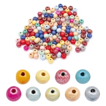 Koraliki Naturalne Drewniane Barwione, Okrągłe, Mieszaney, 8mm, około 140szt/25g (14WB5925)