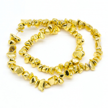 Koraliki Syntetyczny Hematyt, Niemagnetyczny, Klasa AA, Okruchy, Złoty, 5-12x3-7mm, około 95szt/32cm/nić (13WB22768)