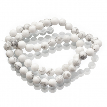 Koraliki Naturalny Howlit, Okrągłe, Kolor: Biały, 6mm, Otwór: 1mm, około 56szt/36cm/nić (13WB22796)