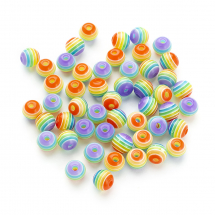 Намистини з Смоли, Смугасті, Круглі, Колір: Різнобарвний, Розмір: Діаметр 6мм, Отвір 1мм, (13WB19958)