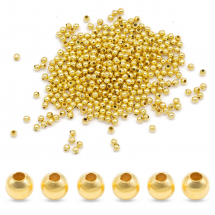 Koraliki Dystansowe Żelazne Okrągłe, Złote, 2x2mm, Otwór 1mm, około 1050szt/20g, (14WB6784)